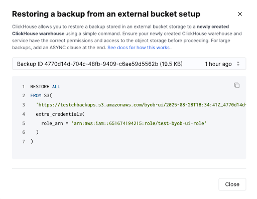 Получение SQL-команды для восстановления резервной копии