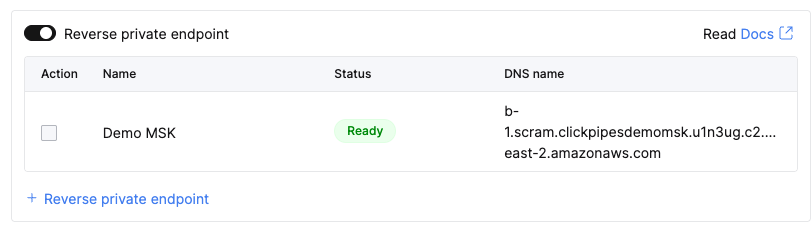 Выбор reverse private endpoint