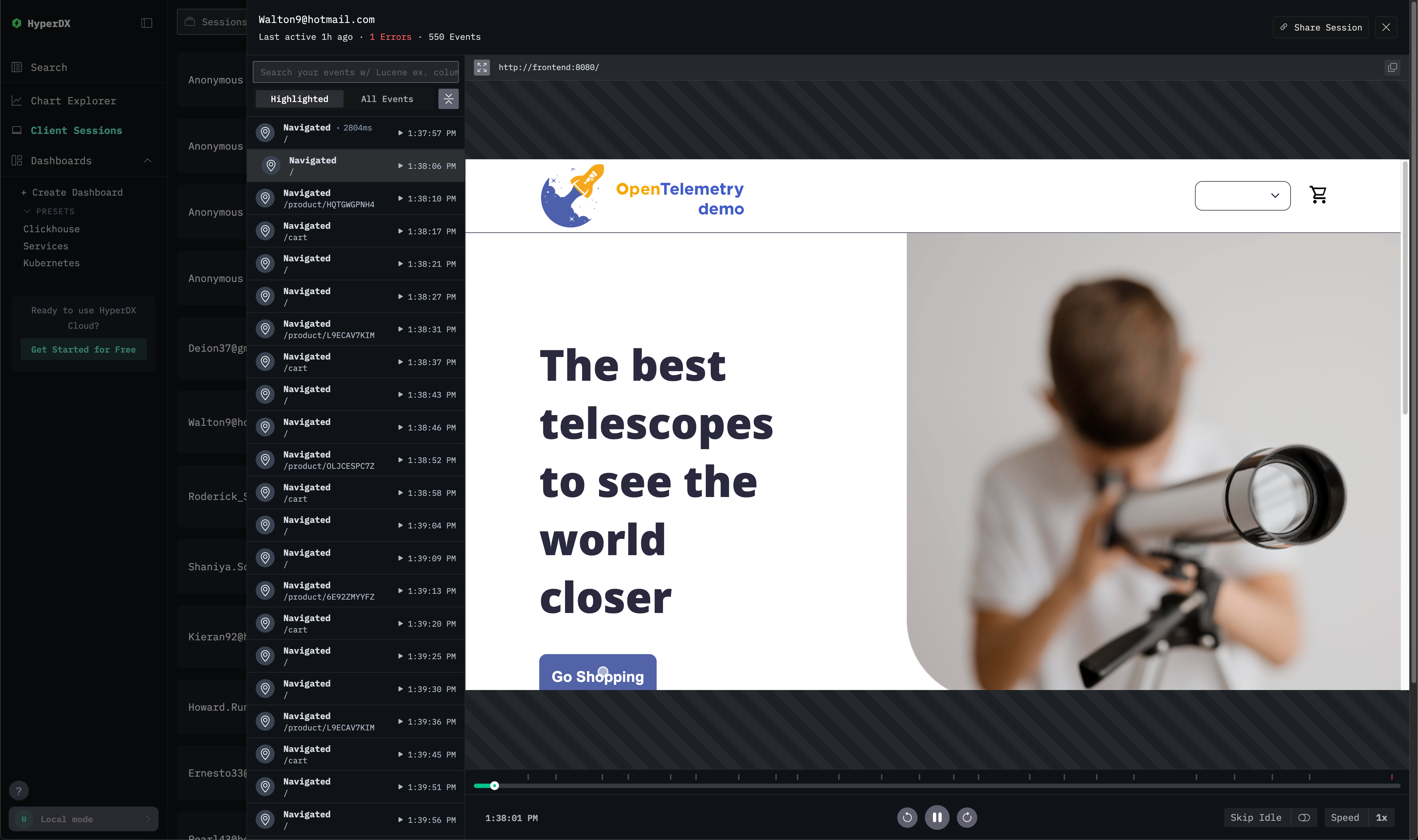 Повтор сессий